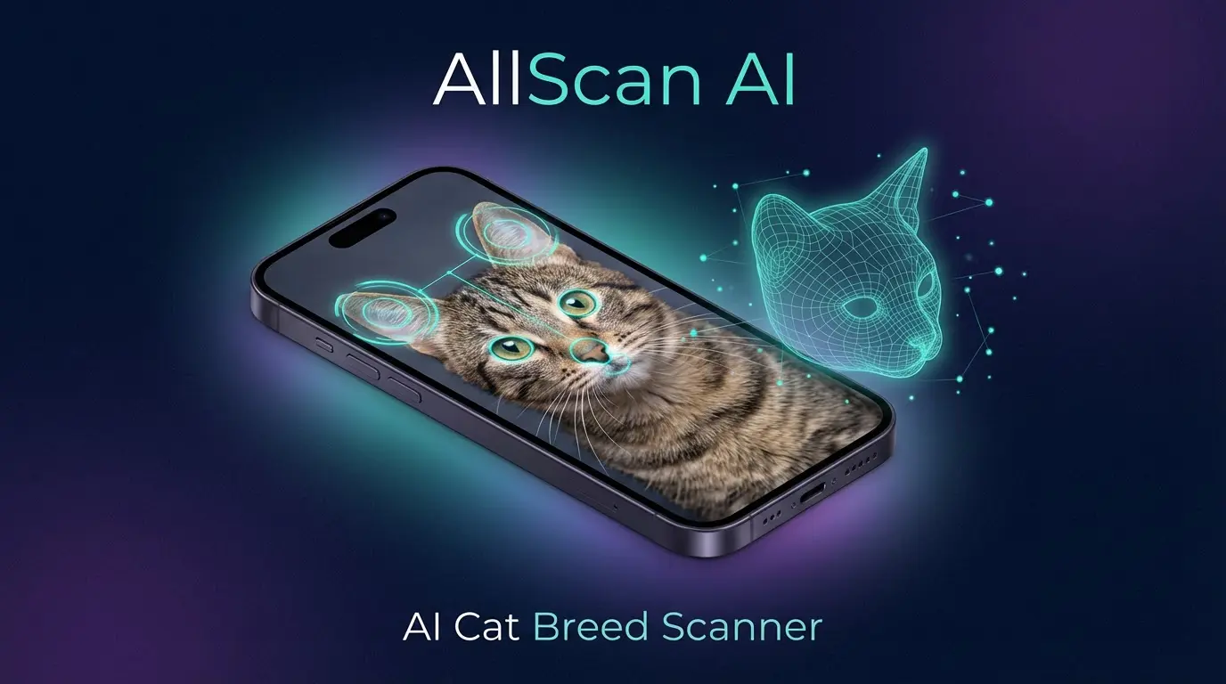 AI cat breed scanner on iPhone identifying tabby cat breed with AllScan AI cat identifier
