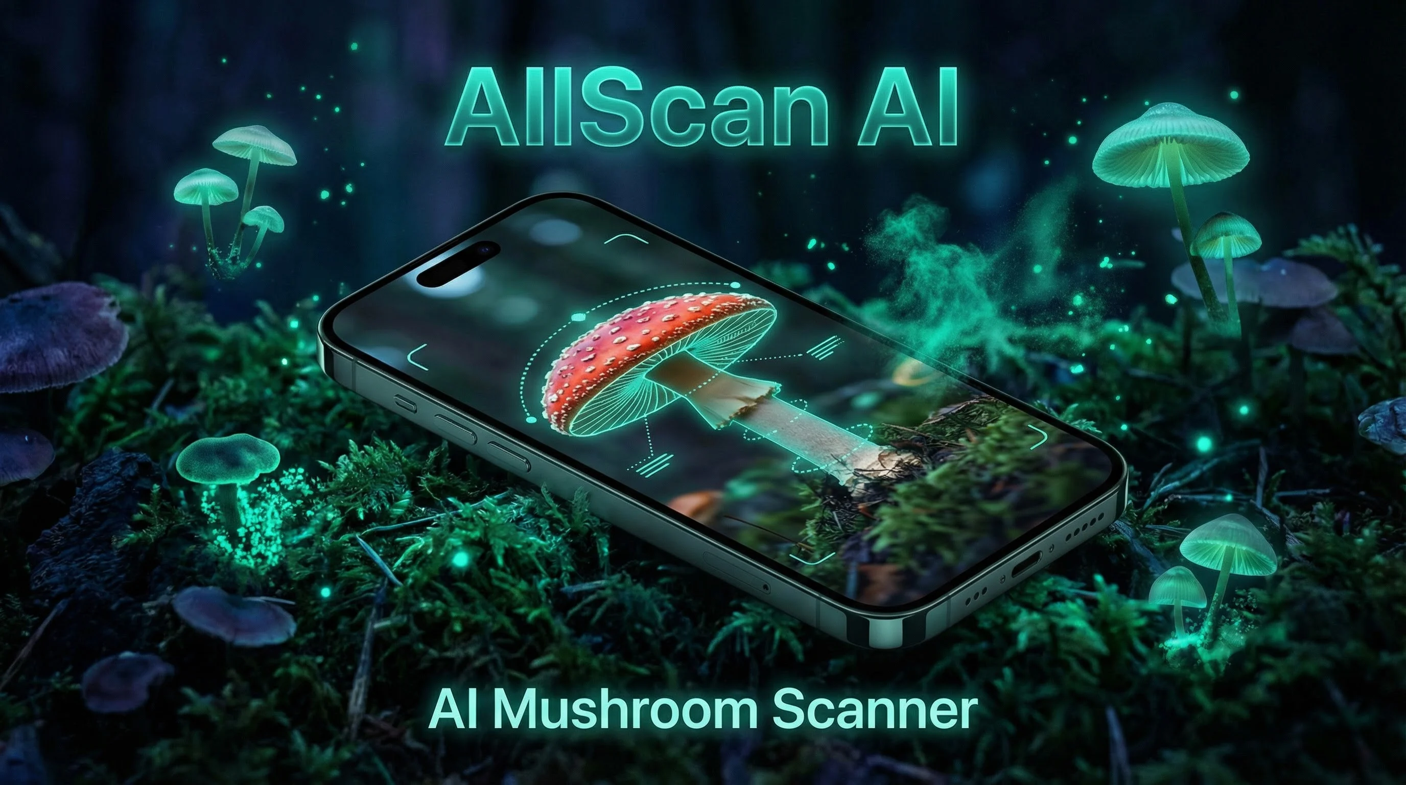 AI mushroom scanner on iPhone identifying mushroom species and safety with AllScan AI mushroom identifier
