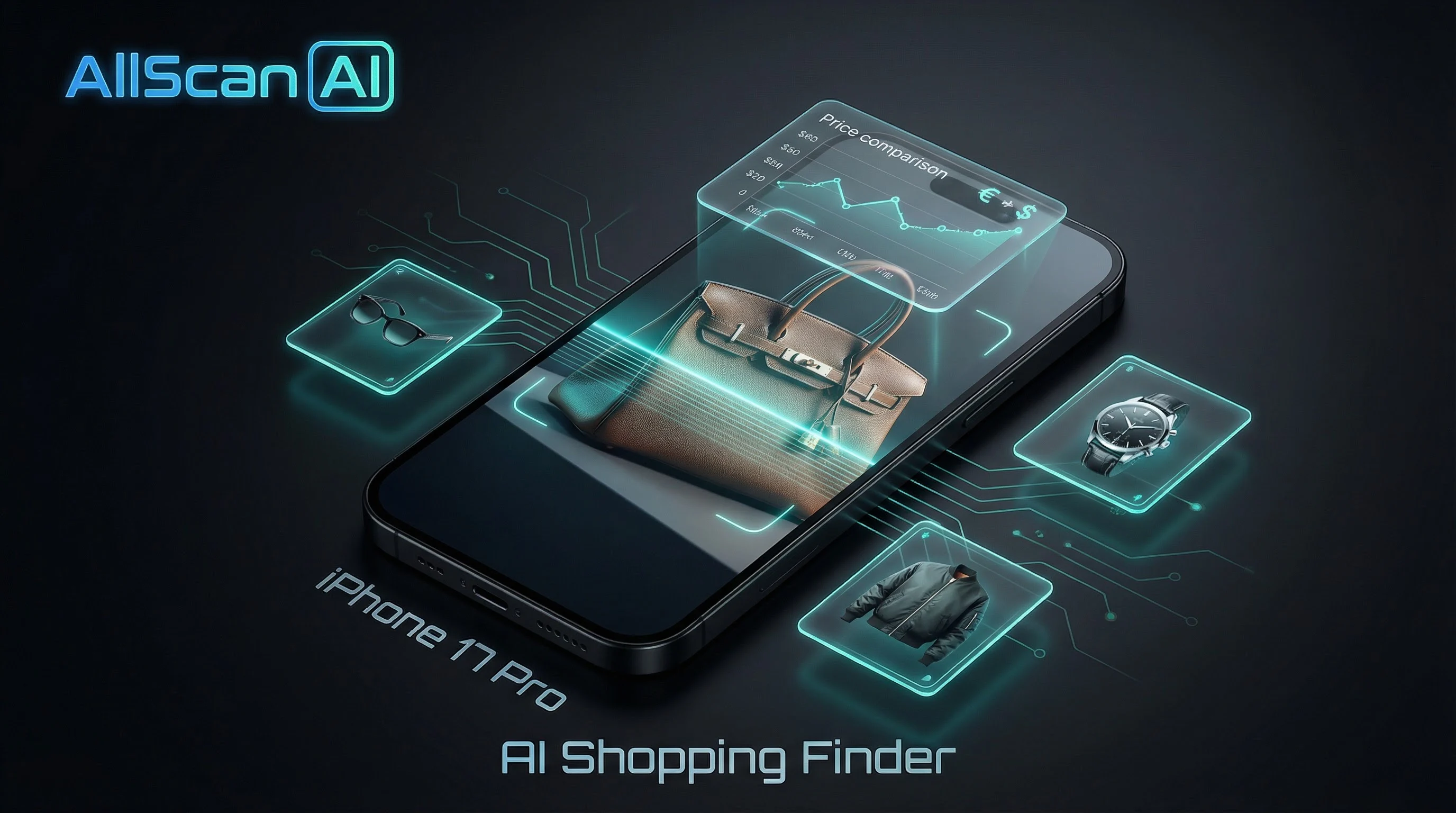 AI shopping finder on iPhone comparing prices and finding similar products with AllScan AI visual shopping
