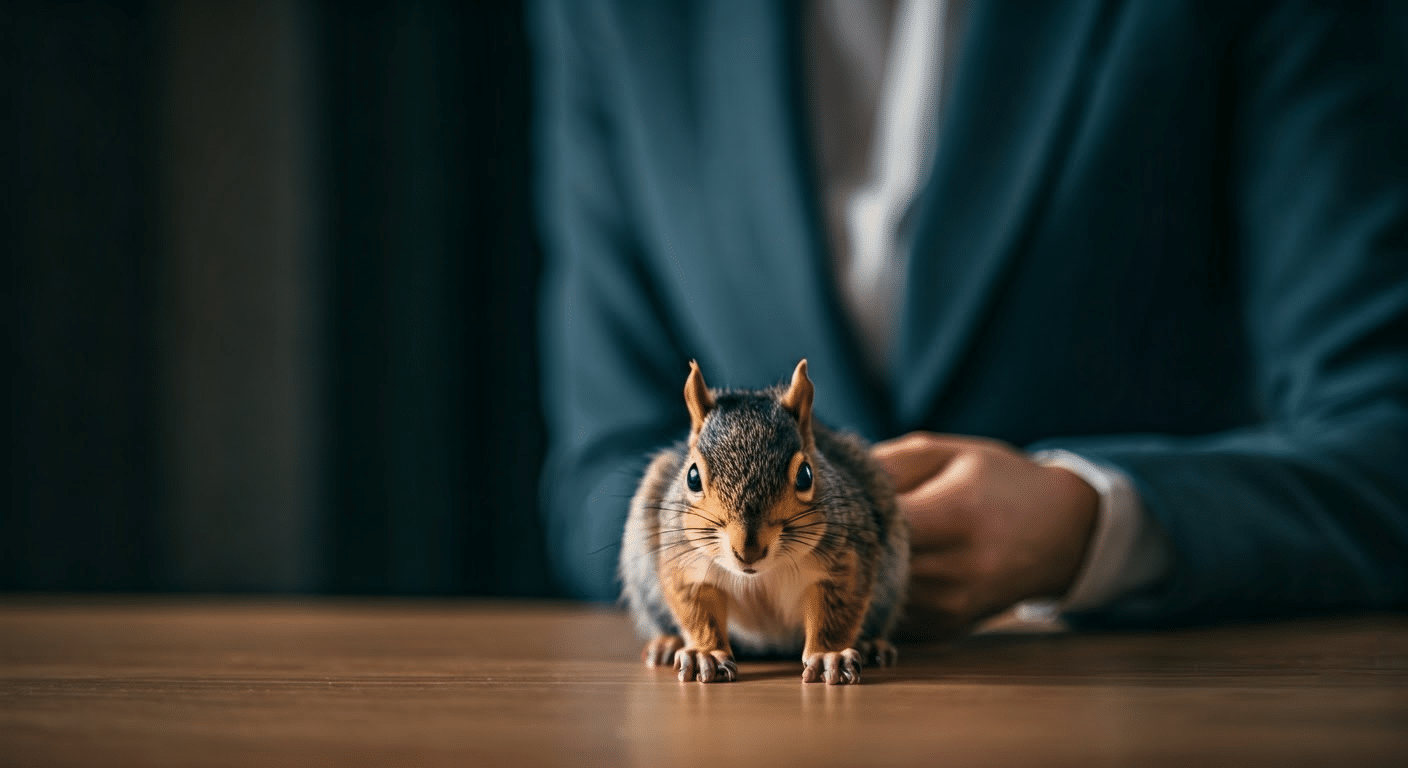 Couple learning squirrel identification in park